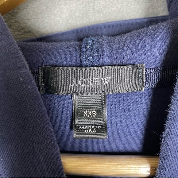 J Crew Scuba Jacket Women XXS Full Zip Hoodie Neoprene Navy Blue Made In USA - Picture 6 of 13